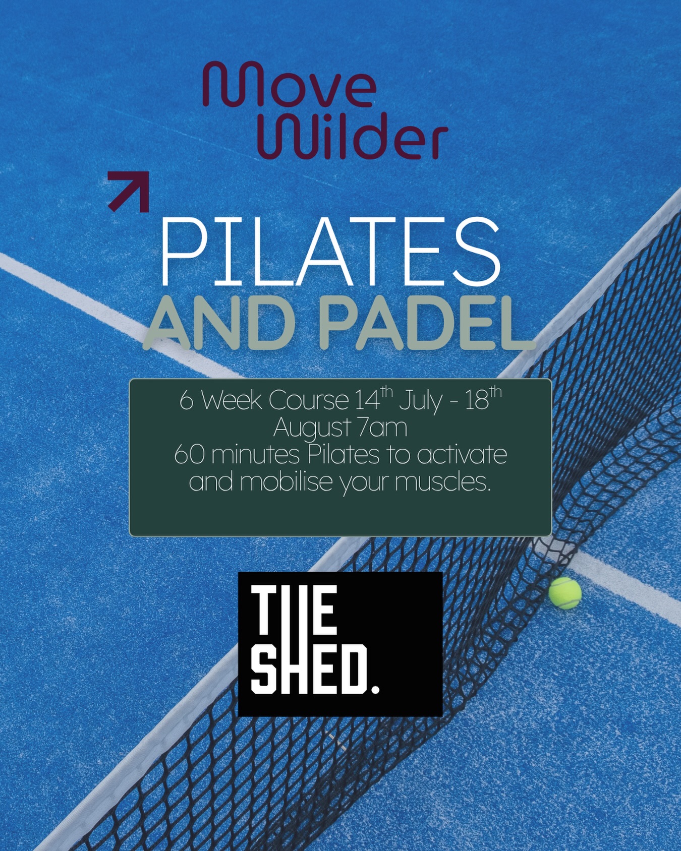Super excited to be teaming up with @theshedchidham to offer #Padel specific Pilates.

Booking is open for the six week course here: https://movewilder.co.uk/product/pilates-at-the-shed/

60-minute Pilates class to build strength, improve mobility, and move better on court with this 6-week Pilates course designed specifically for padel. Focus on core stability, rotation, balance, and injury prevention to help you play stronger and recover faster.

14th July – 18th August | All levels welcome

#padelandpilates #theshed #pilateschidham #sportspecific